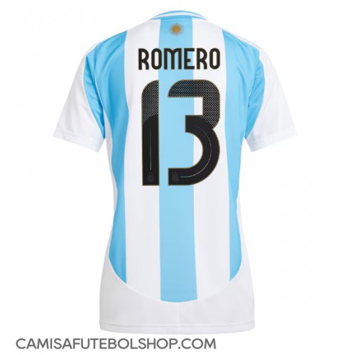 Camisa de time de futebol Argentina Cristian Romero #13 Replicas 1º Equipamento Feminina Copa America 2024 Manga Curta